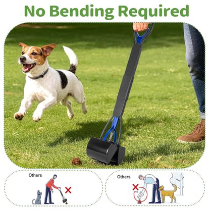 32" Long Handle Dog Pooper Scooper with Bag Attachment for Large/Small Dogs | Long Handle,Foldable,Easy to Clean,No Need to Bend Over, Suit for All Surface