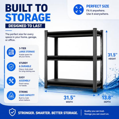 3 Tier Aquarium Stand, Heavy Duty Metal Fish Tank Stand with Storage Shelves, Adjustable Aquarium Rack for Fish Tank, Turtle Tank and Aquarium Accessories, Black - size: 3 Tier-32"Hx 24"Wx 14"D