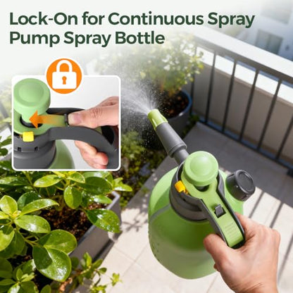 T4U Pump Sprayer 0.5 Gallon, Garden Spray Bottle with Short Nozzle | Hand pressure sprayer with adjustable brass nozzle for plant watering, lawn care, fertilizing, pest control and home cleaning - size: Short Nozzle