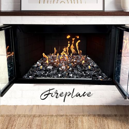 20 Pounds Fire Glass 1/2 Inch High Reflective Tempered Firepit Glass | Onyx Black Rocks for Fireplace, Fire Pit Table, Fire Bowl and Landscaping & DIY Crafts - color: Onyx Black, size: 1/2 inch, 20lb