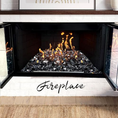 20 Pounds Fire Glass 1/2 Inch High Reflective Tempered Firepit Glass | Onyx Black Rocks for Fireplace, Fire Pit Table, Fire Bowl and Landscaping & DIY Crafts - color: Onyx Black, size: 1/2 inch, 20lb
