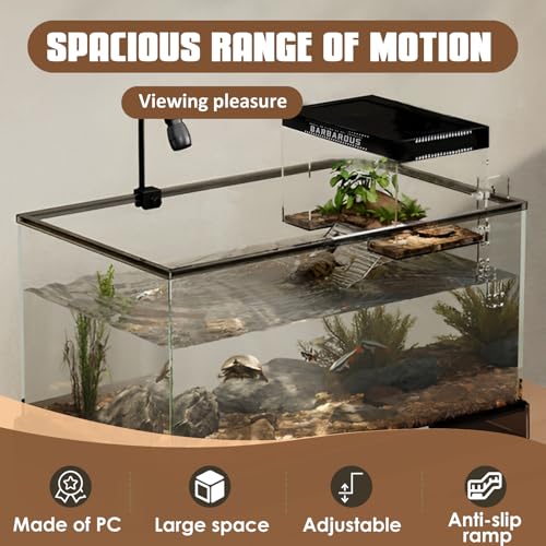 Turtle Topper Basking Platform, Acrylic Turtle Ramp, Transparent Aquatic Reptile Ramp Dock, Land Elevated Topper Decor, Slider Hanging Habitat Enclosure Cage for Aquatic Turtles Transparent