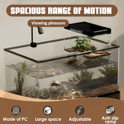 Turtle Topper Basking Platform, Acrylic Turtle Ramp, Transparent Aquatic Reptile Ramp Dock, Land Elevated Topper Decor, Slider Hanging Habitat Enclosure Cage for Aquatic Turtles Transparent