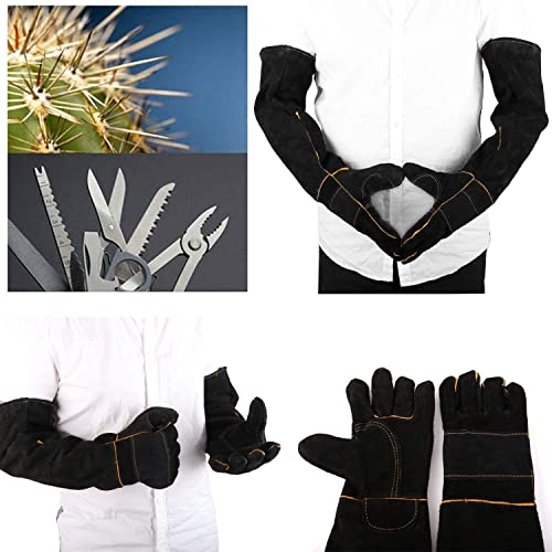 AOWPFVV Animal Handling Gloves Bite Proof for Dogs,Cats, 23.6in Large | Falconry,Birds,Snake,Reptile,Vets, Groomers & Animal Control - color: Black Size Large 23.6in