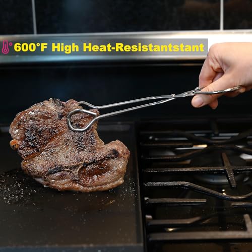Hiash 9-Inch Heavy Duty Stainless Steel Kitchen Tongs - Comfortable Ergonomic Grip, Scissor Design, Heat Resistant for BBQ and Cooking - size: 9 Inch