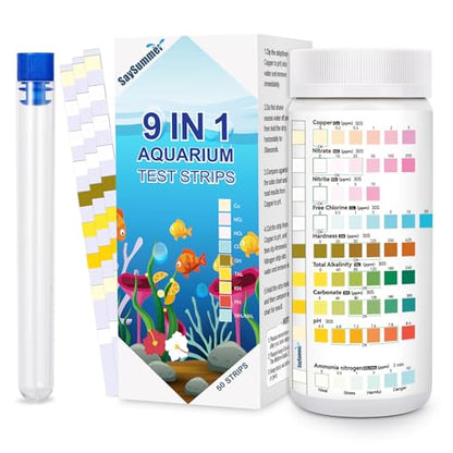 Aquarium Test Strips for Fish Tank: 9 in 1 Aquarium Ammonia Test Strips for Fish Tank - 50 Counts Aquarium Water Test Kit Testing Ammonia Nitrogen, Copper, pH and More - size: 9 in 1 - 50 Strips (ammonia included)