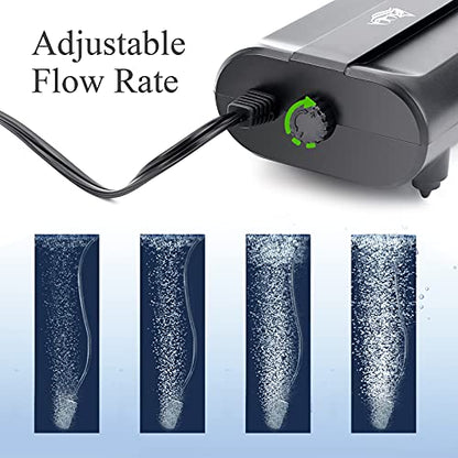 AQQA Aquarium Air Pump,3.5W 5W Dual Outlet Oxygen Pump | with 2 Air Stone,Adjustable Air Valve Quiet Bubbler Pump,Up to 160 Gallon Fish Tank (3.5w) - size: 3.5W (for 1-50 gallon)