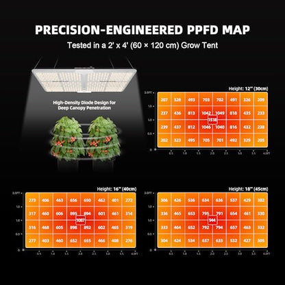 Spider Farmer SF2000 LED Grow Lights for Indoor Plants in 2x4 Grow Tent | 200W Dimmable Full Spectrum Grow Light, New-Gen High-Efficiency Diodes 2.7 PPE System for Seed Starting, Vegetables & Bloom - size: 2x4