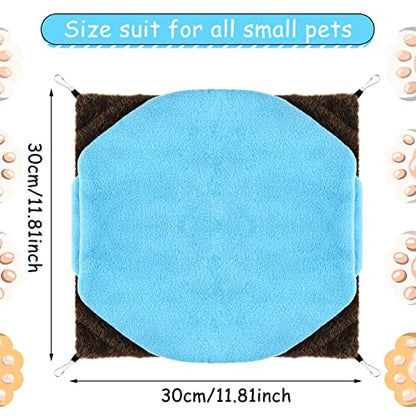 3 Tier Ferret Rat Hammock,Guinea Pig Cage Accessories,11.8x11.8Inches,Pet Cage Hanging Bunkbed Hammock for Small Animals,GuineaPig,Ferret,Kitten,Squirrel,Chinchilla,Rat,Parrot - color: cute blue