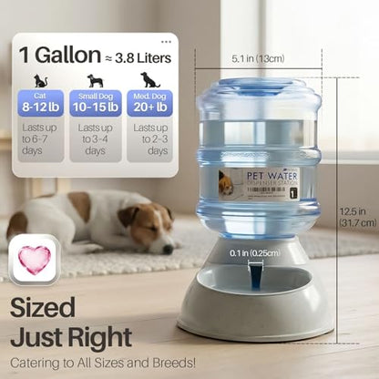 Flexzion Automatic Pet Feeder & Waterer Set of 2 Pack, Self Feeding Replenish Dog Cat Bowls, Gravity Food & Water Storage Container Fountain Jug Pet Supplies Plastic Skid Proof Rubber Feet (1 Gallon) | Self-Replenishing Dry Food Station with Non-Skid Feet