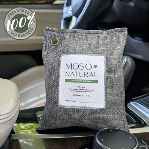 Moso Natural Air Purifying Bag 200g (3 Pack) HGTV Editor's Pick | Premium Bamboo Charcoal Odor Absorber for Home & Car | Closet Odor Eliminator & Car Air Freshener | Long Lasting Charcoal Bags - style: 200g (3 Pack)
