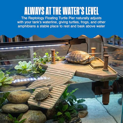 Penn-Plax Reptology Turtle Pier and Basking Platform, Medium - Adjust Height Up to 12 In - Floats at Water Level -Easy Ramp Access for Turtles, Frogs & Reptiles in Aquariums or Terrariums, 11.5x9.5 In - style: Turtle Pier - Medium