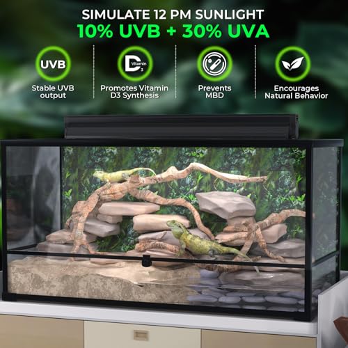 GlowUp 22 Inch T5 HO 10.0 24W Bearded Dragon UVB Light Bulb, UVA UVB Reptiles Light Bar Tube Lamp, UVB Reptile Light Bulb for Leopard Gecko Tortoise Chameleon Tropical Desert Reptile Terrarium -2Pack