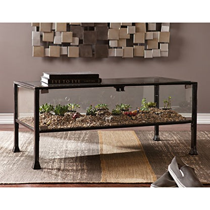 SEI Furniture Metal Terrarium Fish Display Coffee Table, Cocktail, Black/Silver Distressing - style: Cocktail Table