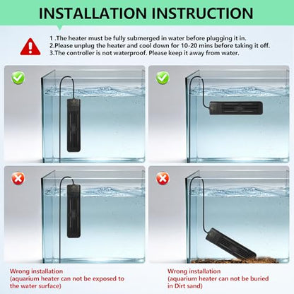 Aquarium Heater 300W/1000W, Submersible Fish Tank Heater with Digital LED Controller and Intelligent Leaving Water Automatically Stop Heating System, for Freshwater and Saltwater - size: 300W for 30-80 Gallon