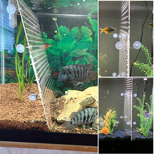 Acrylic Fish Tank Divider Aquarium Divider with 8 Suction Cups Transparent Fish Tank Separator Dividing Net Plate Isolation Board Flapper, 9.84 * 11.81inch