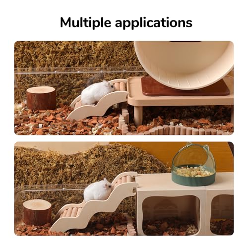 Hamster Ladder Bridge - Wooden Hamster Climbing Toy for Cage Decor and Accessories, Ideal for Hamsters, Gerbils, Mice, and Small Animals（Large-9.45"） - size: Large