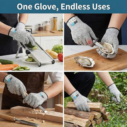 Level 5 Cut Resistant Gloves, Touch-Screen Compatible, Cut Resistant Gloves Food Grade For Oyster Shucking, Meat Cutting, Mandoline Slicer, Knife Handling, Wood Carving (Grey, S) - color: Grey, size: Small