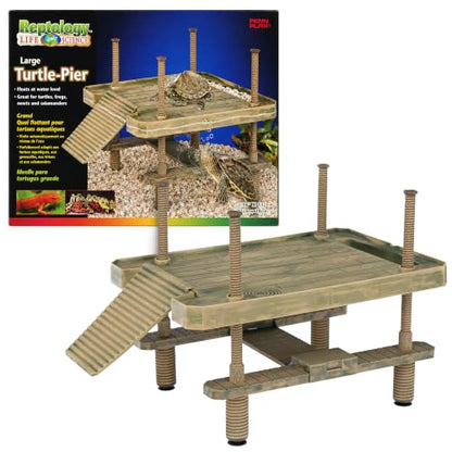 Penn-Plax Reptology Aquatic Turtle Pier and Basking Platform | Floating Above Tank | Decorative, Functional, and Naturally Inspired for Aquariums and Terrariums | Large Size (REP603) - style: Turtle Pier - Large