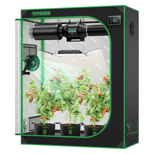 VIVOSUN S425 2x4 Grow Tent 48"x24"x60" High Reflective Mylar Tent | Easy View Observation Window & Floor Tray, 100% Reflective Mylar Interior, Sturdy Metal Frame for Hydroponic Setup - size: 48"x24"x60"