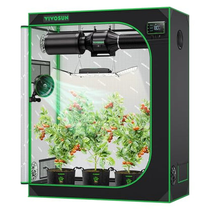 VIVOSUN S425 2x4 Grow Tent 48"x24"x60" High Reflective Mylar Tent | Easy View Observation Window & Floor Tray, 100% Reflective Mylar Interior, Sturdy Metal Frame for Hydroponic Setup - size: 48"x24"x60"