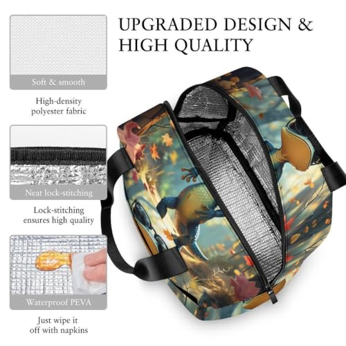 Funny Lizard Lunch Bag for Women Men | Insulated Lunch Box Leakproof Food Meal Containers Reusable Foldable 6L Capacity Lunch Tote Bags for Work Picnic Travel - color: Style 2