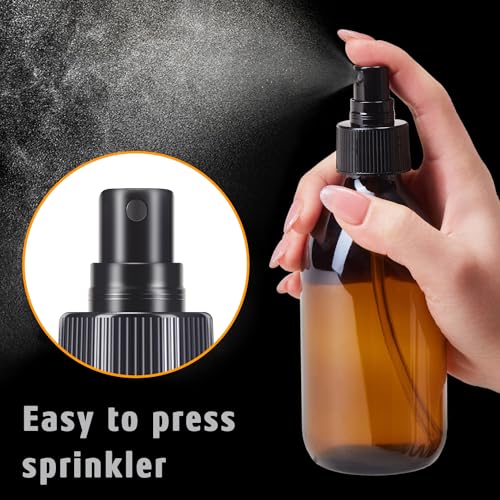 Amber Glass Spray Bottles 8.8 oz, 2 Pack Empty Spray Bottle for Cleaning | Empty Glass Spray Bottles for cleaning, Plants, Pets, Hair, Durable Spray Nozzle, Fine Mist, Labels, Funnel, Pipettes - color: 8.8 oz Amber