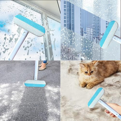Pet Hair Remover for Furniture, 17.7Inch Reusable Lint Brush for Dog Cat Hair 4-in-1 Multifunctional Fur Removal Tool with Long Handle, Gentle on Couch, Carpet, Car Seat, Bedding and Clothes