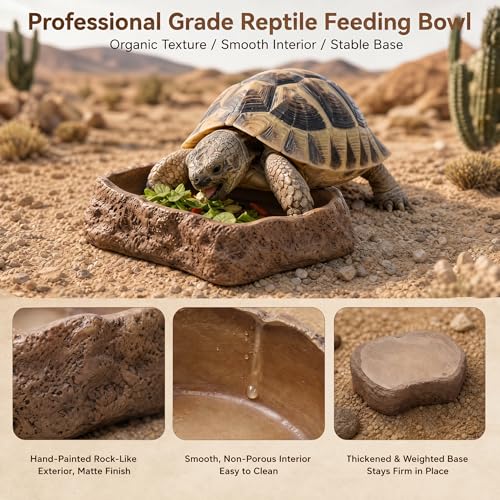 VelTherm Escape-Proof Reptile Bowl, Small Worm Dish with Smooth Vertical Inner Wall for Mealworms, Weighted Anti-Tip Food and Water Dish for Leopard Geckos, Small Lizards