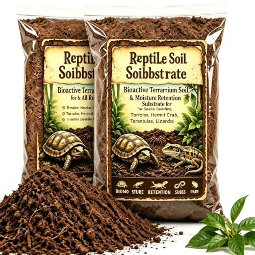 2PCS Reptile Soil Substrate, Bioactive Terrarium Soil & Moisture Retaining Substrate for Snake Bedding, Tortoise, Hermit Crab, Tarantulas, Lizards – Reptile Tank Bedding