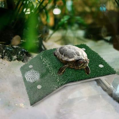 KVZVK Lawn Basking Platform for Turtle,Turtle Resting Simulated Grass Terrace,Reptile Tank Accessories for Grass Turtle, Newts,Frogs and Axolotls