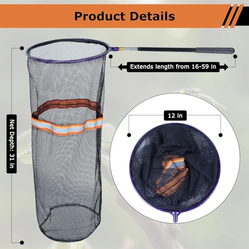 Snake Catcher Net, Rattlesnake Grabber Hnadling Tool, Reptile Catch Telescopic Pole Stick, Rattle Snake Removing and Catching Picke Extends to 59 Inches