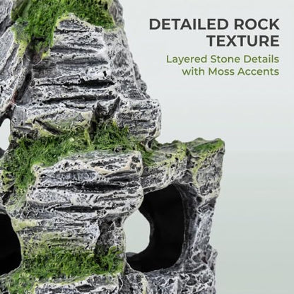 Artificial Moss Rock Aquarium Stone Cave – Resin Fish Tank Decor for Hiding and Landscaping, Small Mountain Terrain Ornament, Natural-Looking Habitat for Fish, Shrimp, and Reptiles, Decoration