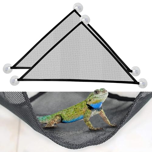 2 Pcs Bearded Dragon Lizard Hammock, Triangular, Breathable Mesh, Black, 13" x 13" x 19" - color: Black