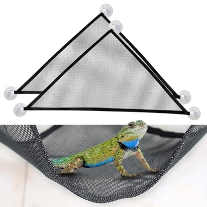 2 Pcs Bearded Dragon Lizard Hammock, Triangular, Breathable Mesh, Black, 13" x 13" x 19" - color: Black