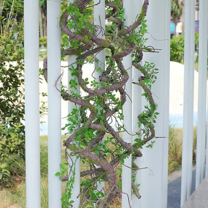 71" Bendable Tree Branch Halloween Jungle Vine Hanging Moss Garland Reptile | Artificial Posable Greenery Branches Faux Tree Twigs Ivy Leaves for Climb Outdoor Canopy Wedding Wall Porch Mantel Decoration