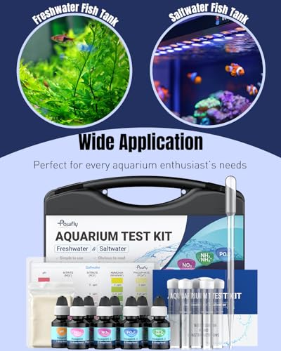 Pawfly 5 in 1 Aquarium Water Master Test Kit for Freshwater & Saltwater | Aquarium Water Test Kit Fish Tank Water Testing Kit for pH Nitrite Nitrate Ammonia & Phosphate, Aquarium Test Kit - color: Black Box Pack