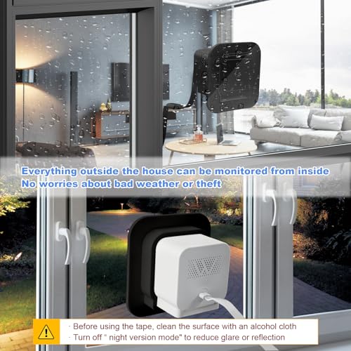 2 Pack Window Mount fits for Wyze Cam V4/V3 – Stick-On Glass Camera Holder for Outdoor Monitoring, Birdwatching, Pet Viewing, No-Drill Mount for Renters – Not for Double Pane or Frosted Glass,Black