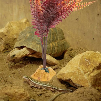 GLEAVI Artificial Reptile Tank Plants for Gecko and Tortoise Enclosure, Realistic Yellow Autumn Fern Plastic Terrarium Ornament Leaves for Snake Habitat Accessories