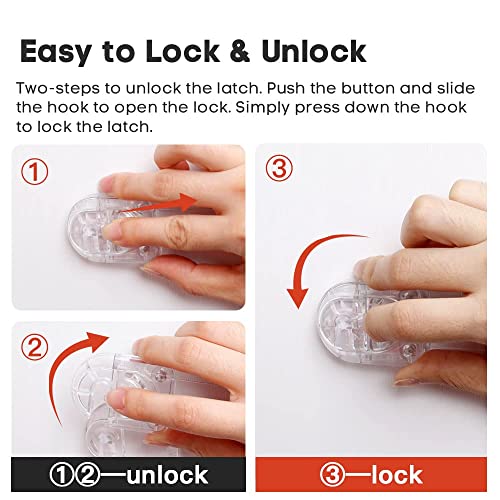 EUDEMON 3 Pack Child Safety Locks, Childproof Strap Locks for Drawers, Fridges, Toilets, Cupboards, Ovens, Cabinets, Multi Use Baby Cabinet Latches, Easy to Install, No Drilling (Transparent) - color: Transparent
