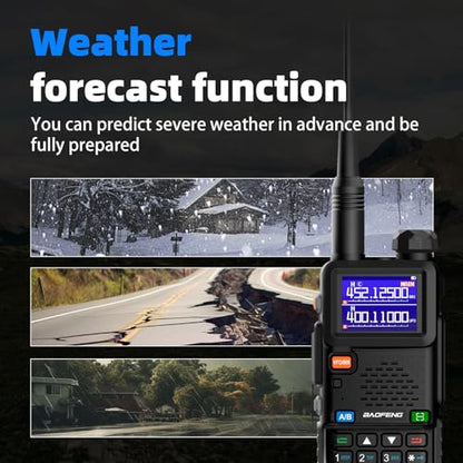 Baofeng Radio UV-5RM Ham Radio Handheld UV5R Long Range Walkie Talkies | NOAA Weather | Rechargeable |Programming Cable & Earpiece | 999 Channels for Emergency,Survival,Hunting, Camping(2 Pack) - color: Black