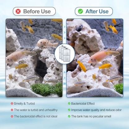 8 Pack PF-S Filter Cartridges Only Compatible with Silenstream PF10 Power Filters, Replacement Aquarium Carbon Cartridge with Zeolite, Size 5.5 in L x 3.1 in