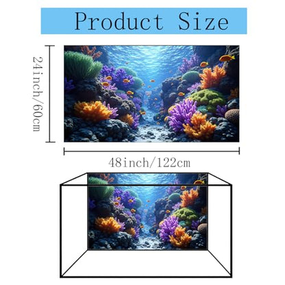 3 Pack Aquarium Background 48x24 inches Fabric Aquarium Background Fish Tank Undersea Corals Sunshines Rock Aquatic Plants - size: 48X24inch