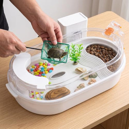 Turtle Tank for Aquatic Turtles, Anti Desktop Turtle Habitat Terrarium with External System