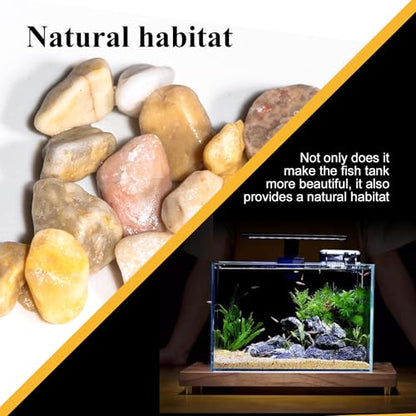 Natural Pea Gravel Pebbles for Plants, Fish Tank Gravel, Small Rocks for Outdoor Landscaping, Terrarium, Fish Tank, Home Decoration (10 Pounds, 1/5-3/5 inch, Yellow)
