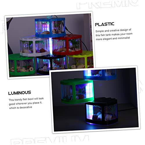 KESYOO 2pcs Led Mini Transparent Fish Tanks Small Decorative Aquarium for Betta and Reptiles Desktop Design for Decor