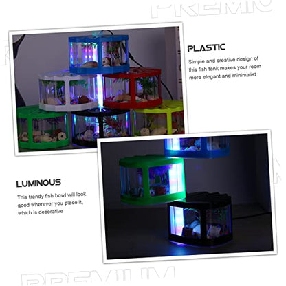 KESYOO 2pcs Led Mini Transparent Fish Tanks Small Decorative Aquarium for Betta and Reptiles Desktop Design for Decor