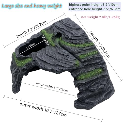 M2cbridge Reptile Hideout Cave Resin Rock Hides Terrarium Habitat Decor(Floating Island)