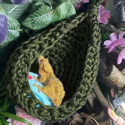 MiOYOOW Bearded Dragon Hammock, Swing Hanging Reptile Bed, Reptile Tank Accessories for Small Animals Amphibian, Lizards, Geckos, Snakes - color: green