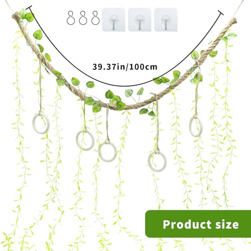 39 Inch Snake Climbing Vine, Natural Jute Rope Accessory for Ball Pythons and Corn Snakes, Flexible Reptile Climbing Branch for Terrarium Enrichment and Habitat Decor